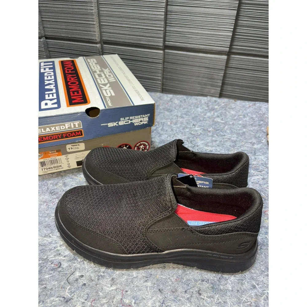 Skechers Work Men's Size 8 Flex Advantage‎ Slip Resistant Black Fast Shipping!